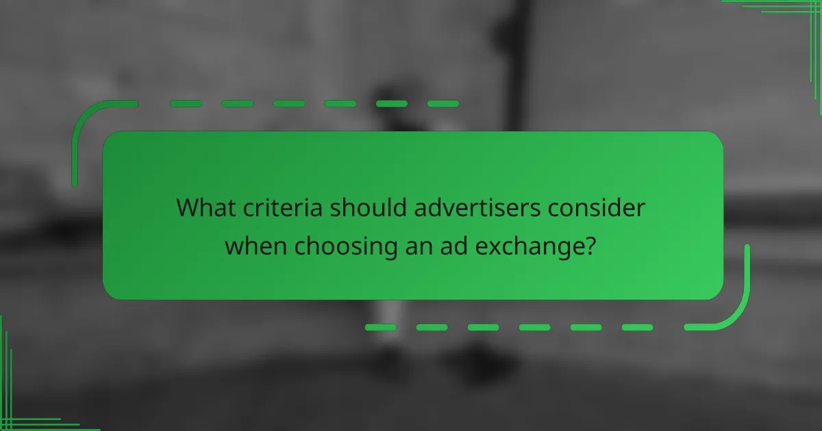 What criteria should advertisers consider when choosing an ad exchange?