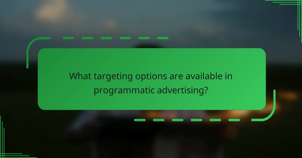 What targeting options are available in programmatic advertising?